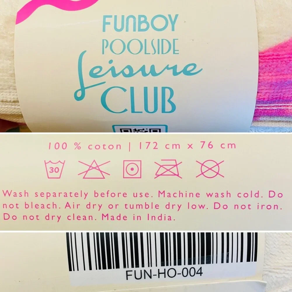 Funboy Poolside Leisure Club Beach Towel Cotton 68